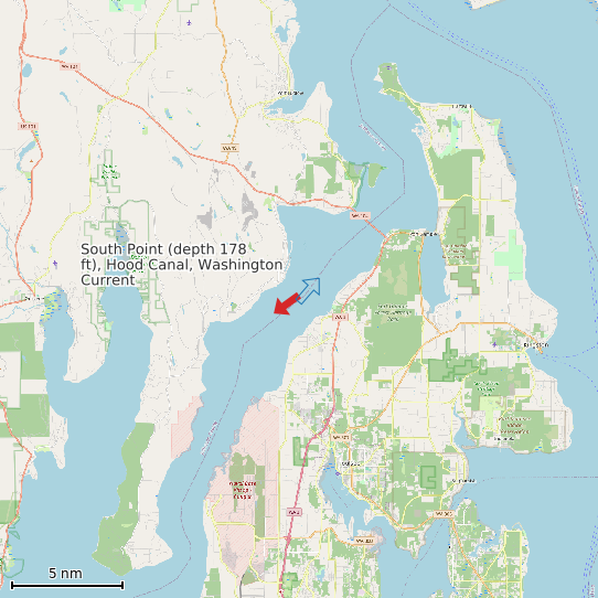 Map of South Point (depth 178 ft), Hood Canal, Washington Current Prediction Station