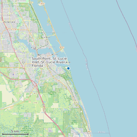 Map of South Point, St. Lucie Inlet, St. Lucie River, Florida Tide Prediction Station
