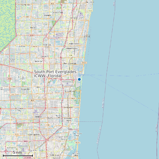 Map of South Port Everglades, ICWW, Florida Tide Prediction Station