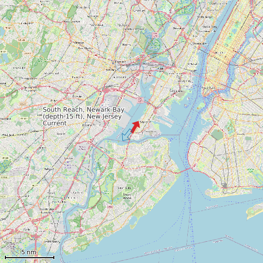 Map of South Reach, Newark Bay (depth 15 ft), New Jersey Current Prediction Station