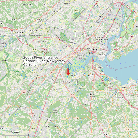 Map of South River entrance, Raritan River, New Jersey Current Prediction Station