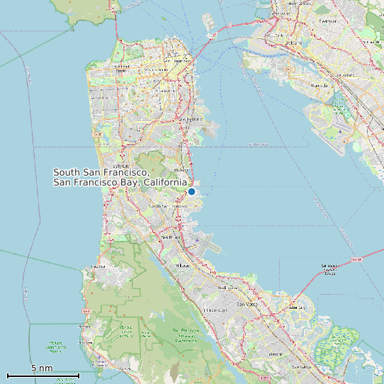 Map of South San Francisco, San Francisco Bay, California Tide Prediction Station