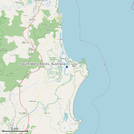 Map of South West Rocks, Australia Tide Prediction Station