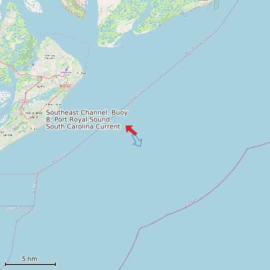 Map of Southeast Channel, Buoy 8, Port Royal Sound, South Carolina Current Prediction Station