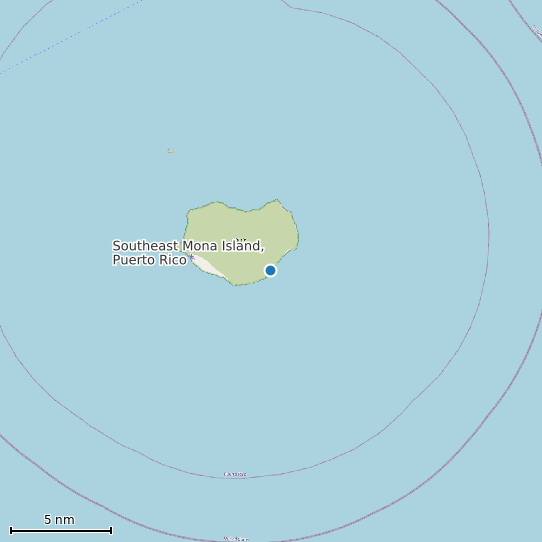 Map of Southeast Mona Island, Puerto Rico Tide Prediction Station