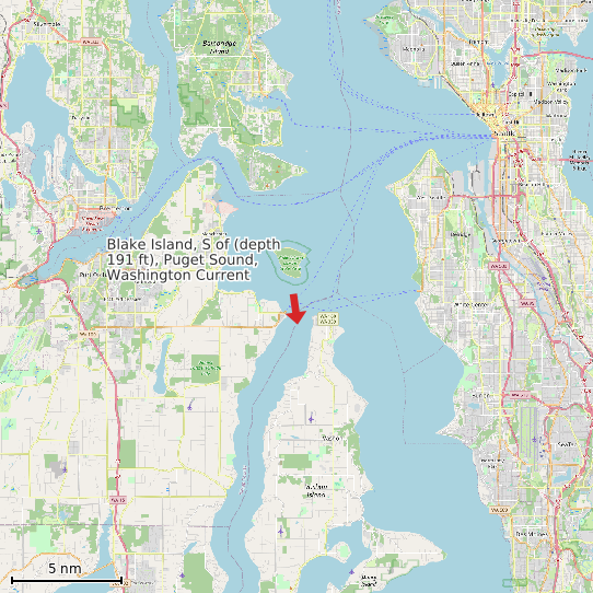 Map of Blake Island, S of (depth 191 ft), Puget Sound, Washington Current Prediction Station