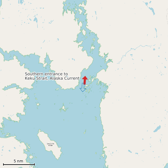 Map of Southern entrance to Keku Strait, Alaska Current Prediction Station