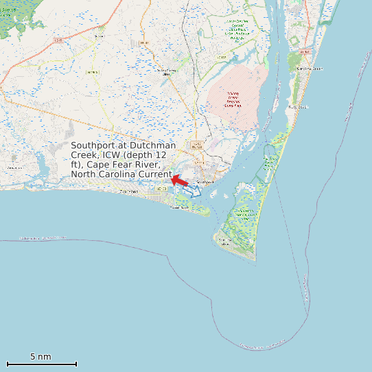 Map of Southport at Dutchman Creek, ICW (depth 12 ft), Cape Fear River, North Carolina Current Prediction Station