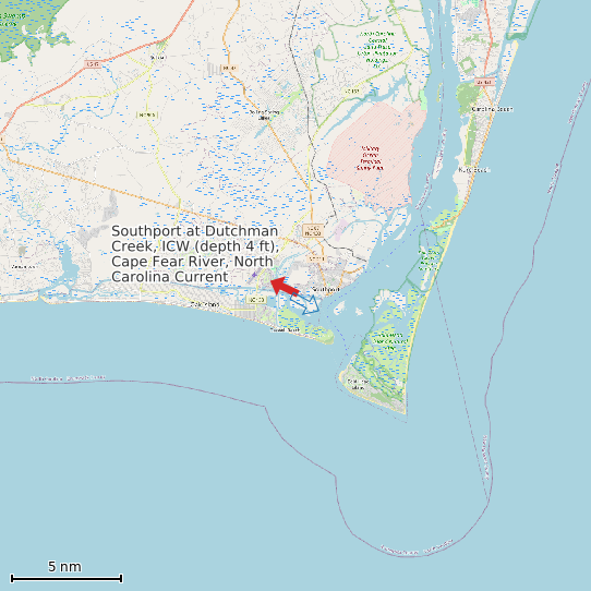 Map of Southport at Dutchman Creek, ICW (depth 4 ft), Cape Fear River, North Carolina Current Prediction Station