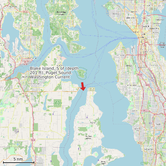 Map of Blake Island, S of (depth 201 ft), Puget Sound, Washington Current Prediction Station