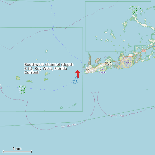 Map of Southwest channel (depth 3 ft), Key West, Florida Current Prediction Station
