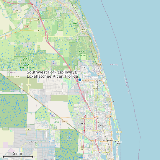 Map of Southwest Fork (spillway), Loxahatchee River, Florida Tide Prediction Station