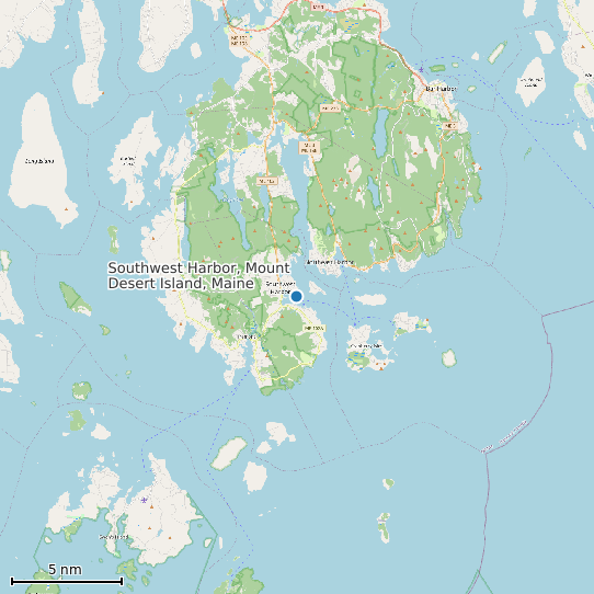 Map of Southwest Harbor, Mount Desert Island, Maine Tide Prediction Station