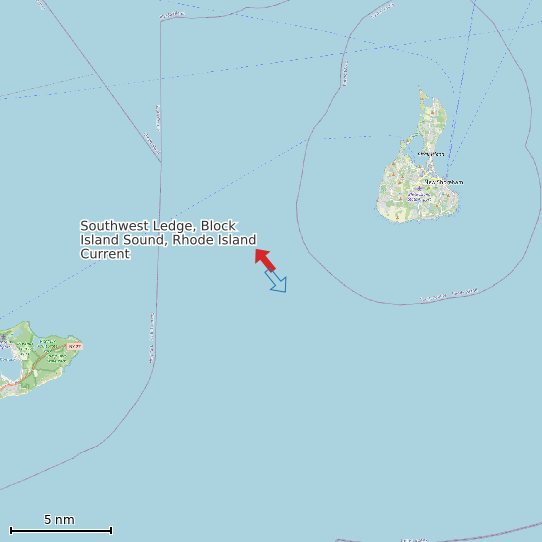 Map of Southwest Ledge, Block Island Sound, Rhode Island Current Prediction Station