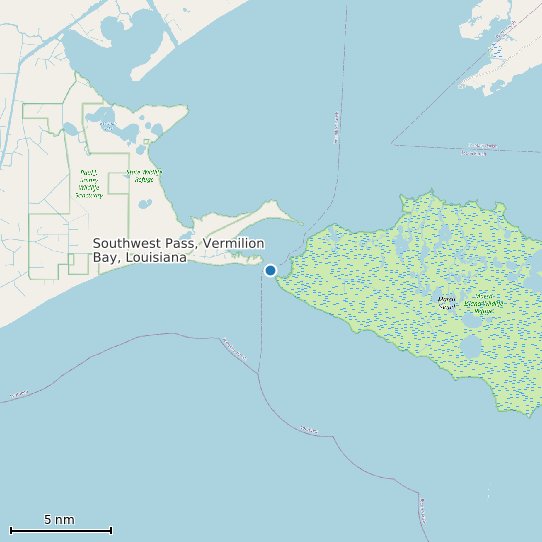 Map of Southwest Pass, Vermilion Bay, Louisiana Tide Prediction Station