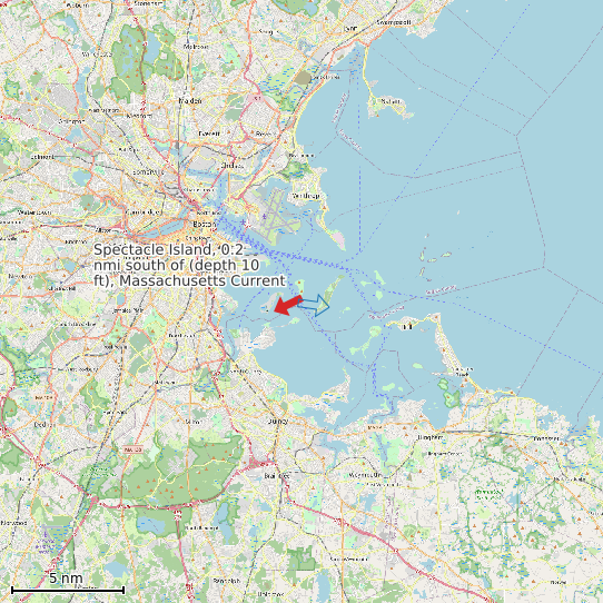 Map of Spectacle Island, 0.2 nmi south of (depth 10 ft), Massachusetts Current Prediction Station