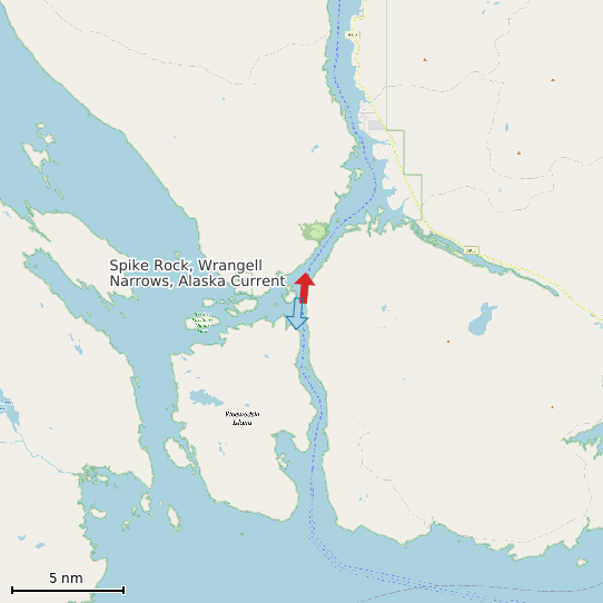 Map of Spike Rock, Wrangell Narrows, Alaska Current Prediction Station