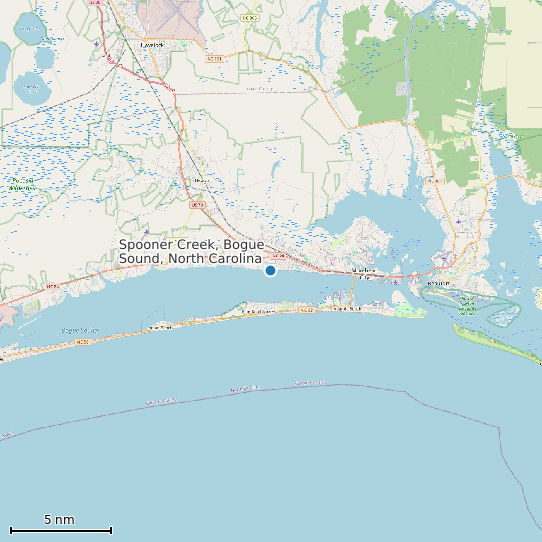 Map of Spooner Creek, Bogue Sound, North Carolina Tide Prediction Station