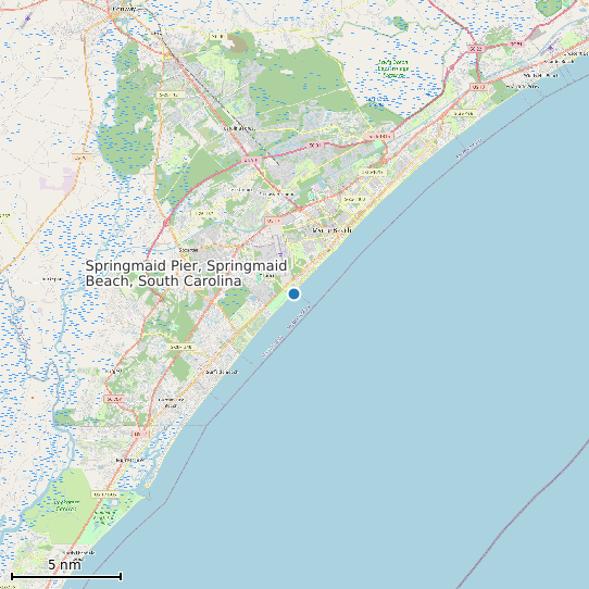 Map of Springmaid Pier, Springmaid Beach, South Carolina Tide Prediction Station