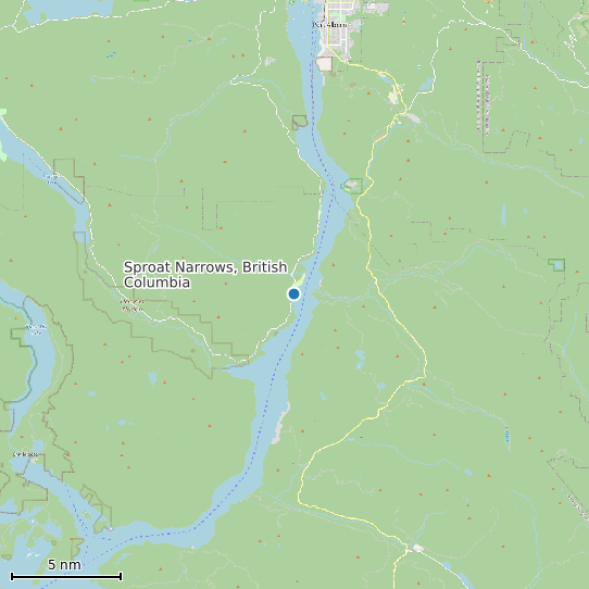 Map of Sproat Narrows, British Columbia Tide Prediction Station