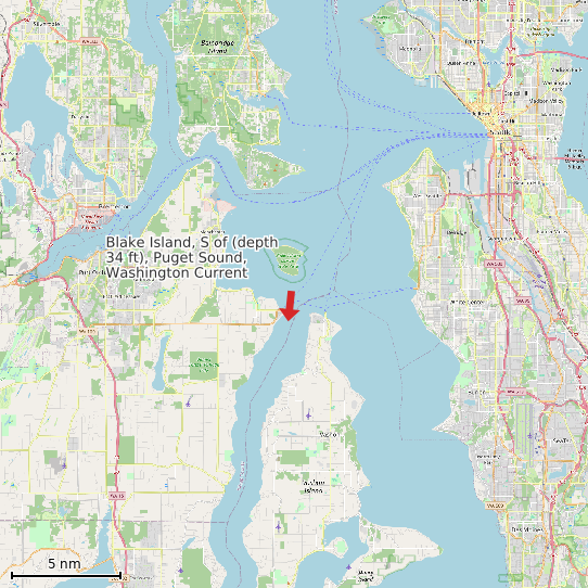 Map of Blake Island, S of (depth 34 ft), Puget Sound, Washington Current Prediction Station