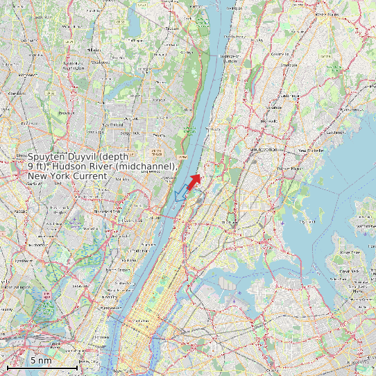 Map of Spuyten Duyvil (depth 9 ft), Hudson River (midchannel), New York Current Prediction Station
