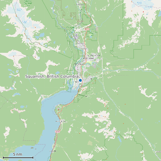 Map of Squamish, British Columbia Tide Prediction Station