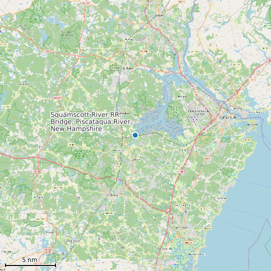 Map of Squamscott River RR. Bridge, Piscataqua River, New Hampshire Tide Prediction Station