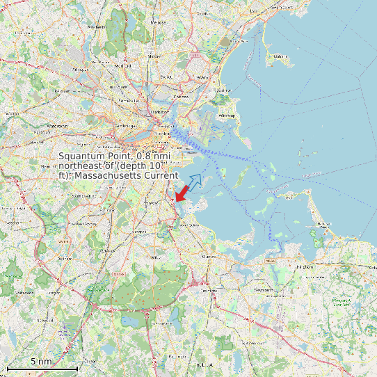 Map of Squantum Point, 0.8 nmi northeast of (depth 10 ft), Massachusetts Current Prediction Station