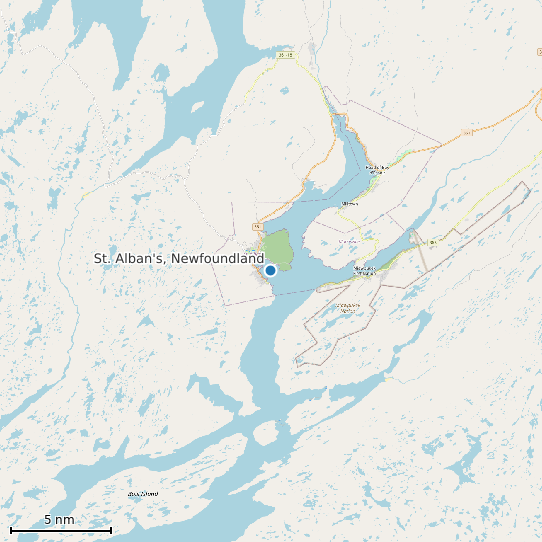 Map of St. Alban's, Newfoundland Tide Prediction Station