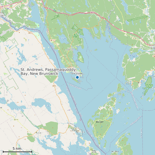 Map of St. Andrews, Passamaquoddy Bay, New Brunswick Tide Prediction Station