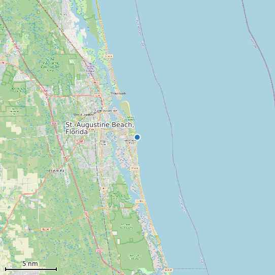 Map of St. Augustine Beach, Florida Tide Prediction Station