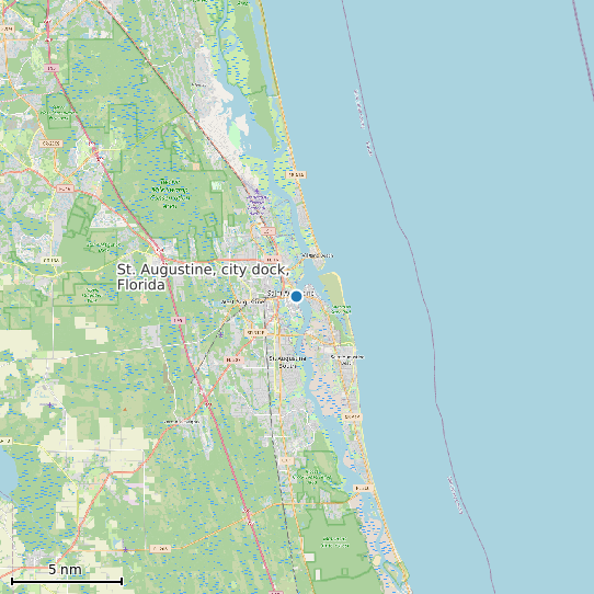 Map of St. Augustine, city dock, Florida Tide Prediction Station