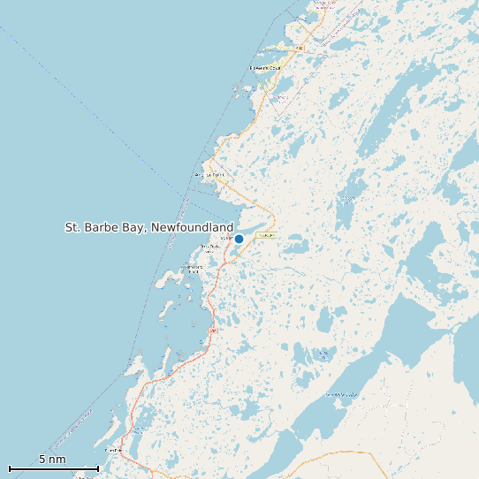 Map of St. Barbe Bay, Newfoundland Tide Prediction Station