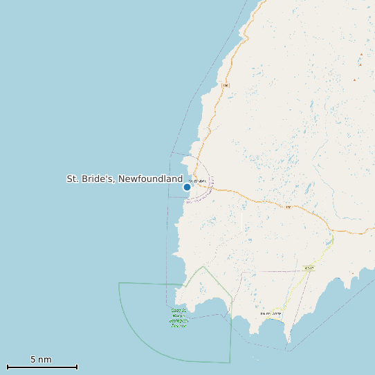 Map of St. Bride's, Newfoundland Tide Prediction Station