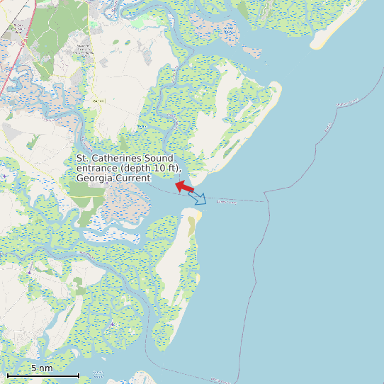 Map of St. Catherines Sound entrance (depth 10 ft), Georgia Current Prediction Station