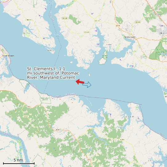 Map of St. Clements I., 1.1 mi southwest of, Potomac River, Maryland Current Prediction Station