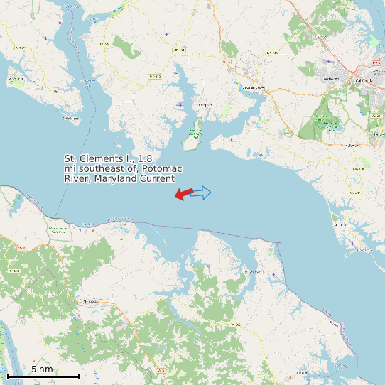 Map of St. Clements I., 1.8 mi southeast of, Potomac River, Maryland Current Prediction Station
