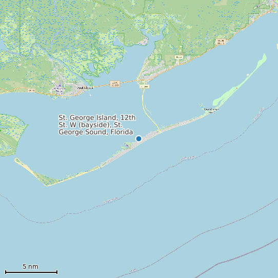 Map of St. George Island, 12th St. W (bayside), St. George Sound, Florida Tide Prediction Station