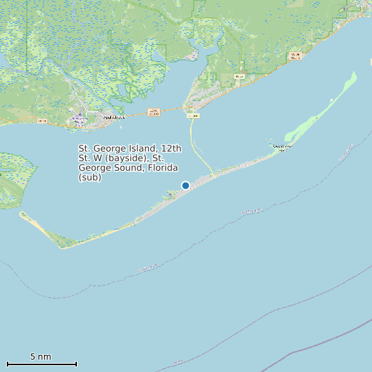 Map of St. George Island, 12th St. W (bayside), St. George Sound, Florida (sub) Tide Prediction Station