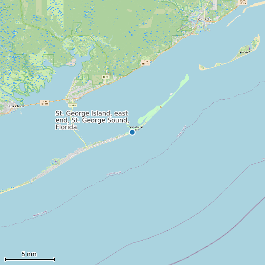Map of St. George Island, east end, St. George Sound, Florida Tide Prediction Station