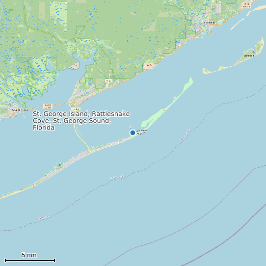 Map of St. George Island, Rattlesnake Cove, St. George Sound, Florida Tide Prediction Station