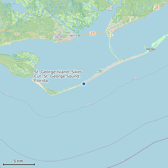 Map of St. George Island, Sikes Cut, St. George Sound, Florida Tide Prediction Station