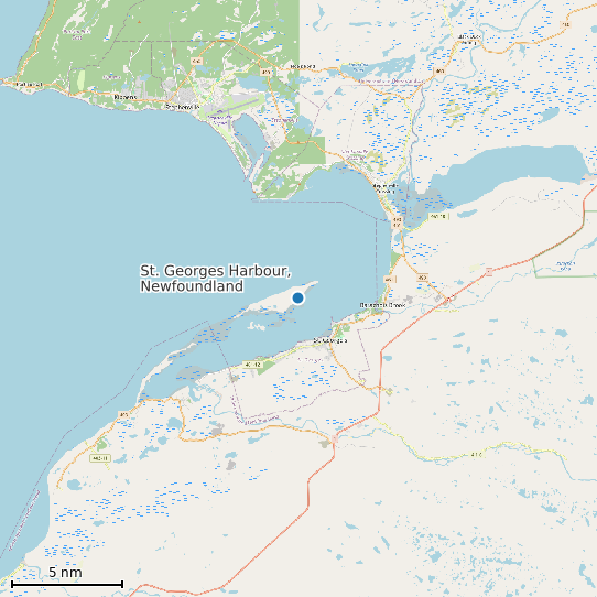 Map of St. Georges Harbour, Newfoundland Tide Prediction Station