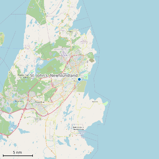 Map of St. John's, Newfoundland Tide Prediction Station
