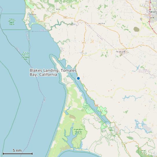 Map of Blakes Landing, Tomales Bay, California Tide Prediction Station