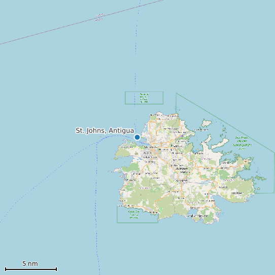 Map of St. Johns, Antigua Tide Prediction Station