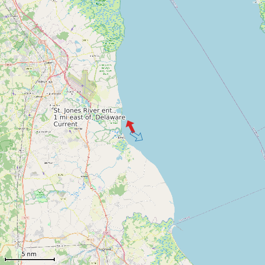 Map of St. Jones River ent., 1 mi east of, Delaware Current Prediction Station